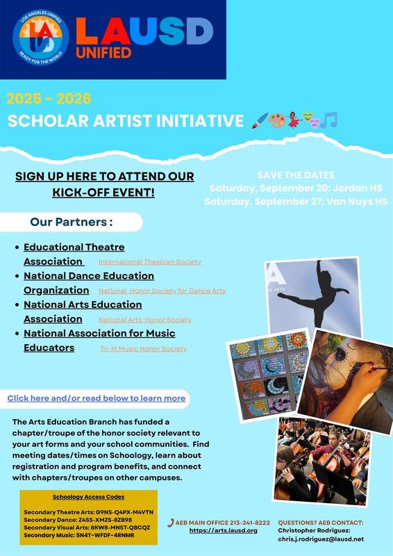 SAVE THE DATE for LAUSD's Scholar Artist Initiative