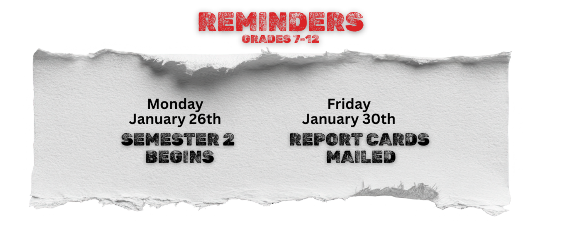 Important reminders for North Warren Students