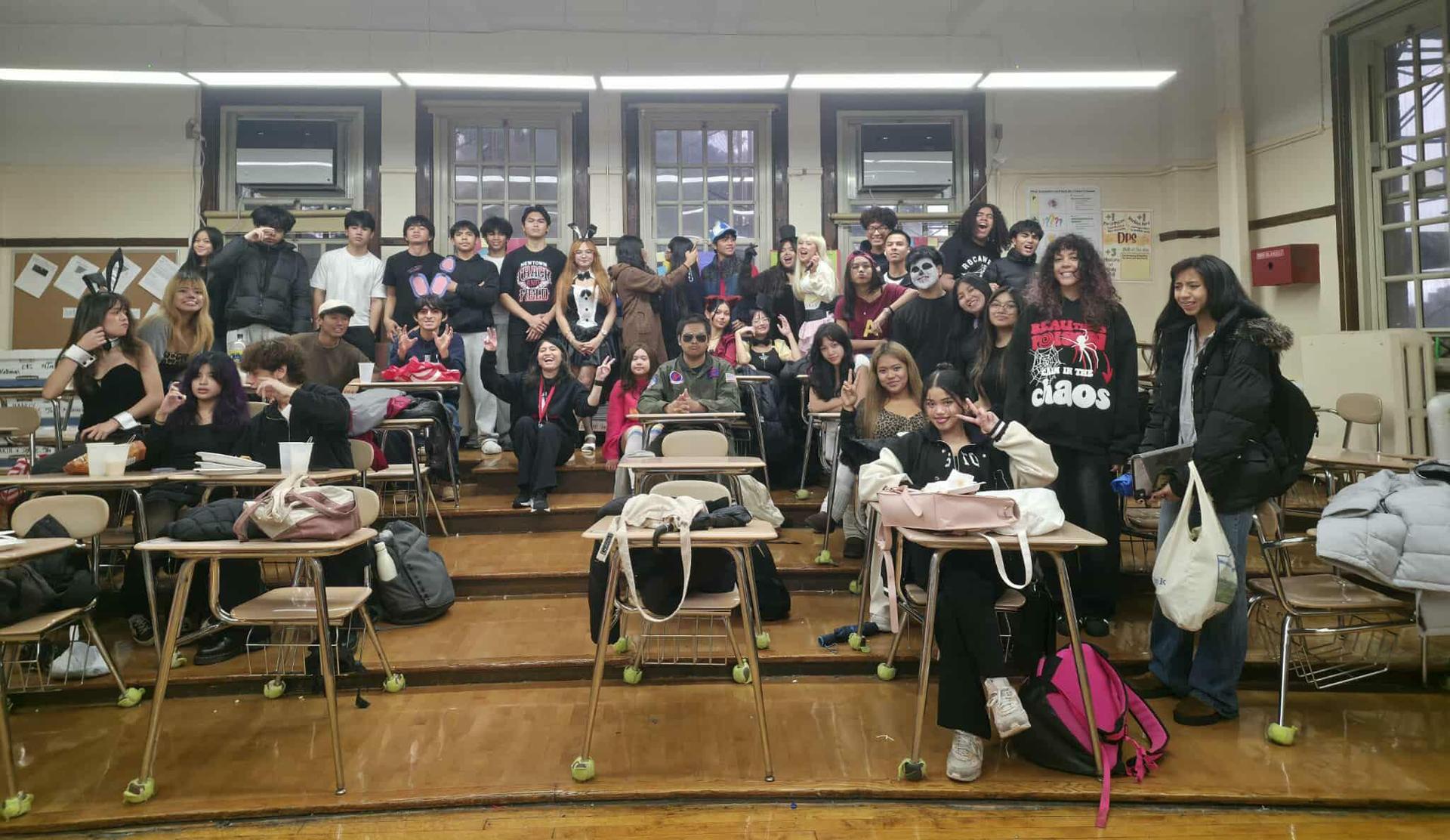 Picture of students wearing different costumes