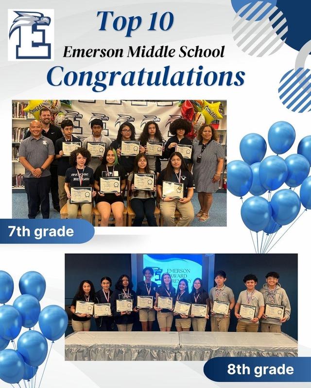 Emerson Middle School Top 10 Students