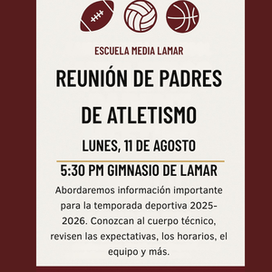 athletics parent meeting august 11th at 5:30pm