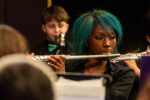 The 8th grade band performs