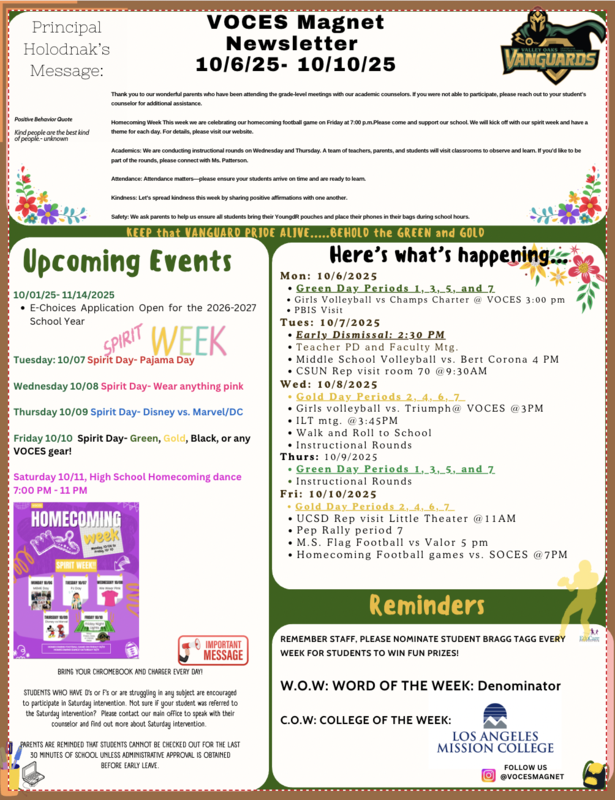 newsletter for the week
