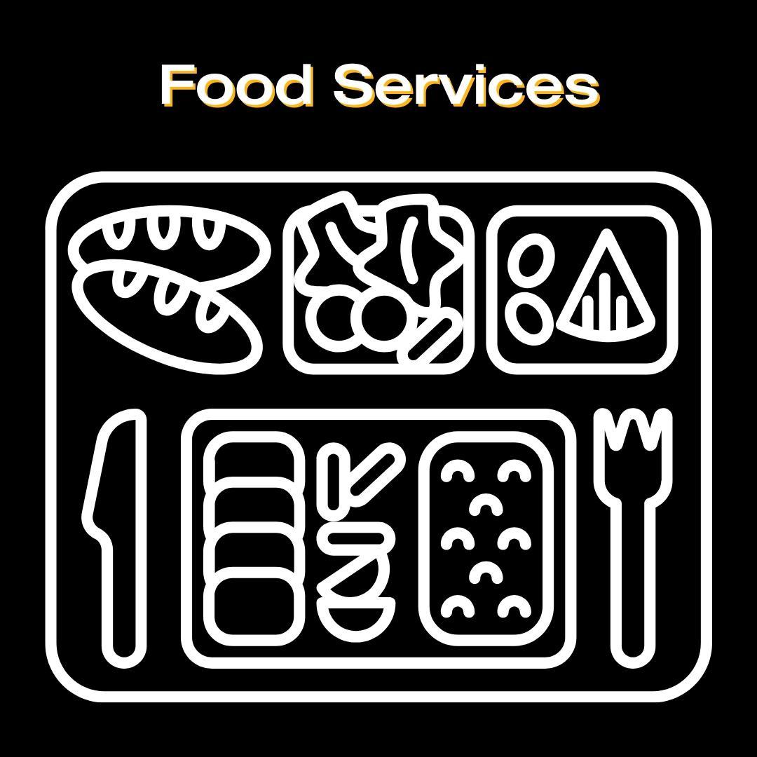 Tile states "Food Services" and includes an icon of a lunch tray.