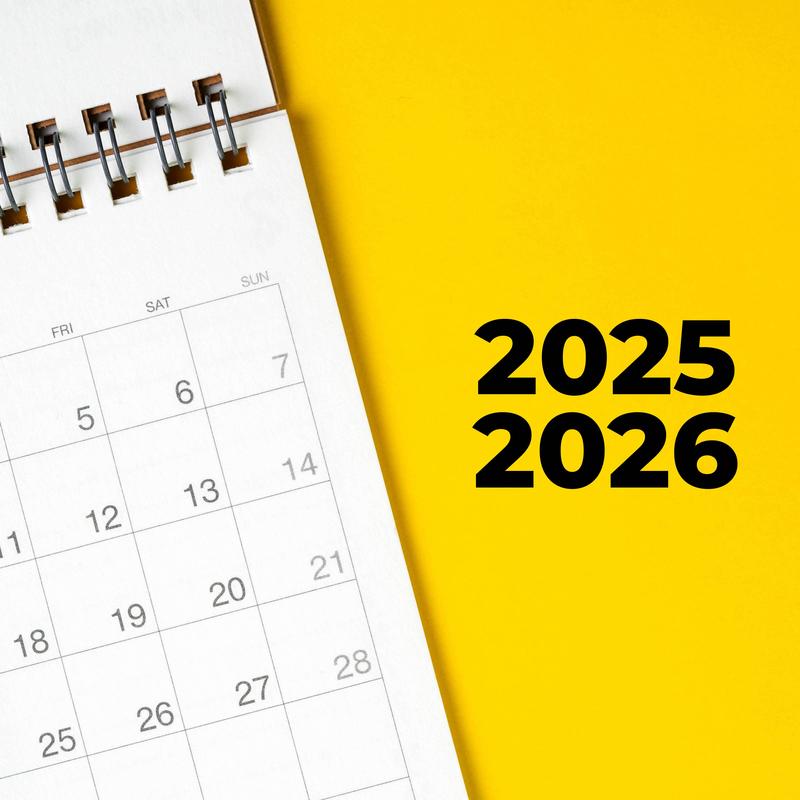 Half of a calendar page on a yellow background, no month visible