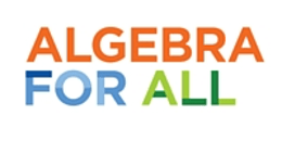 Bold text 'ALgebra FOR ALL' in various colors.