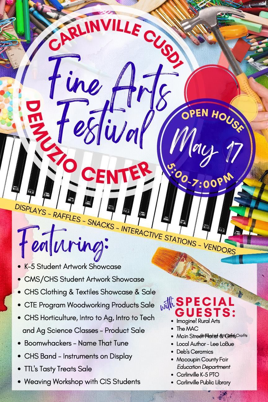 piano keyboard, crayons, art supplies