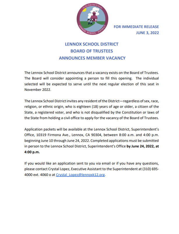 Vacancy Announcement