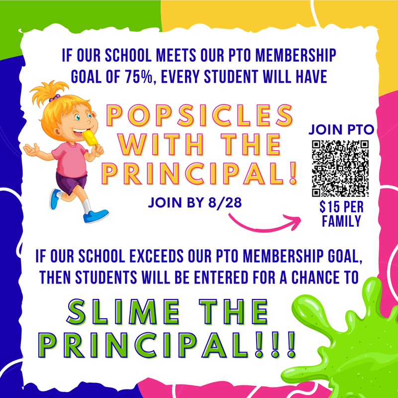 Colorful flyer promoting a school PTO membership event.