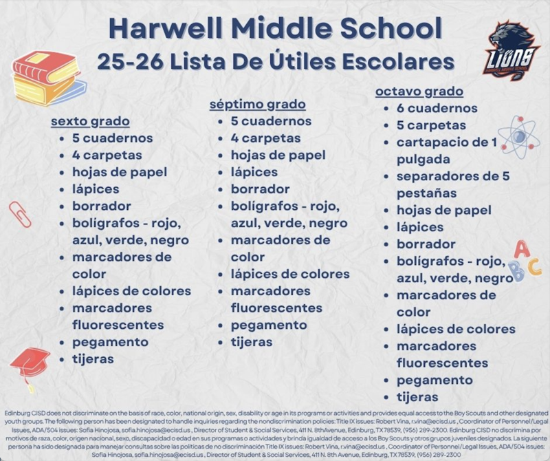 School Supplies List