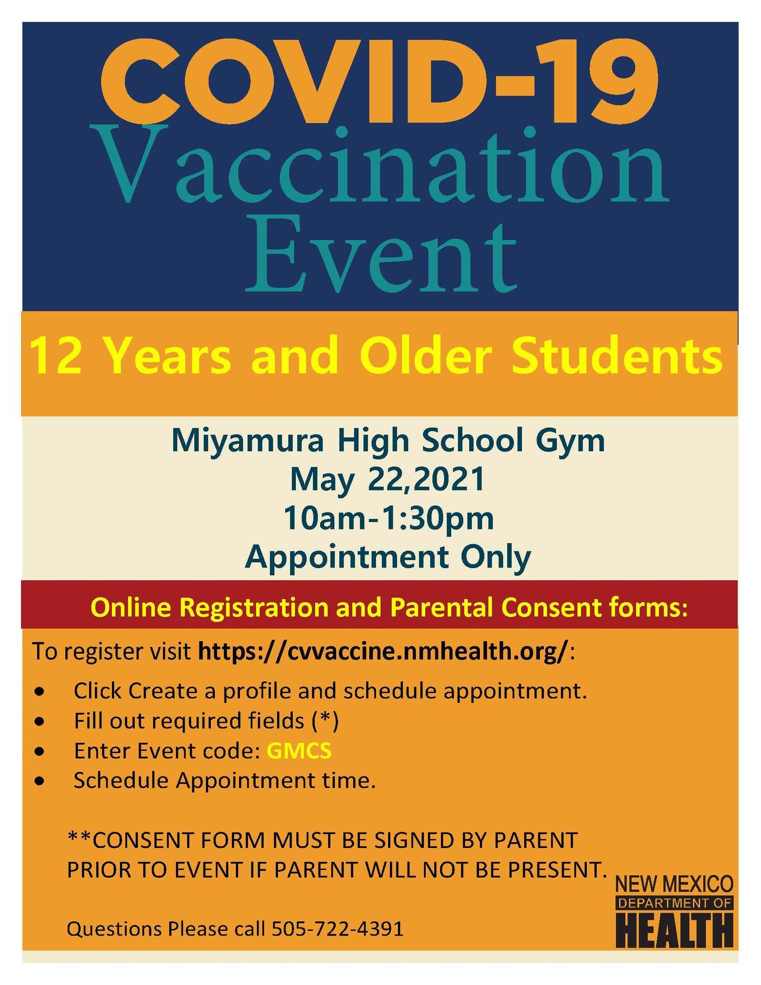 Covid Vaccine for ages 12 and older