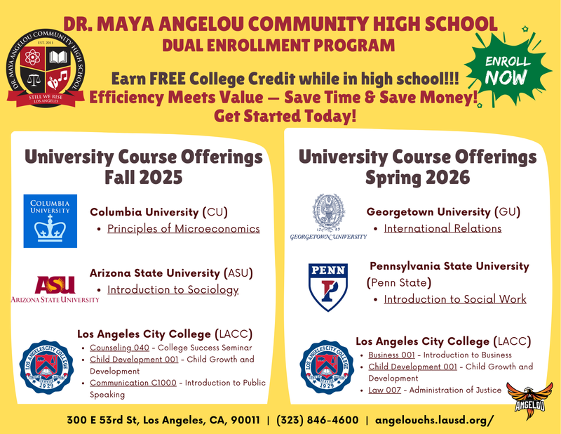 Dr. Maya Angelou Community High School Dual Enrollment