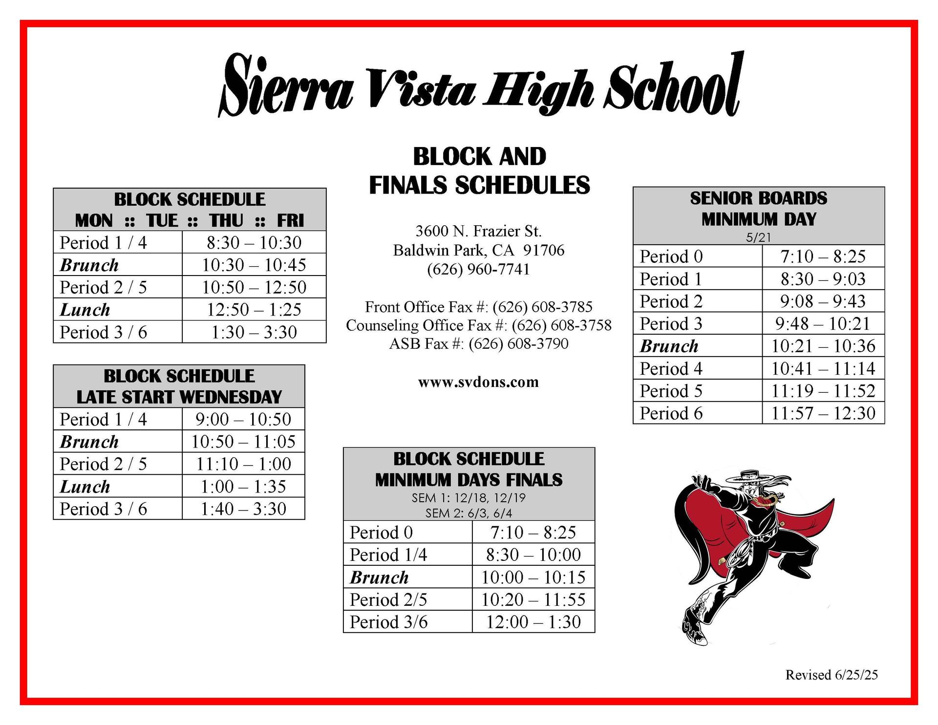Bell Schedule 2025-2026