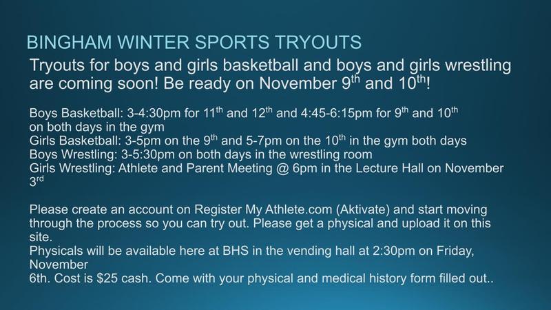 Winter sports tryout slide - all text is written below