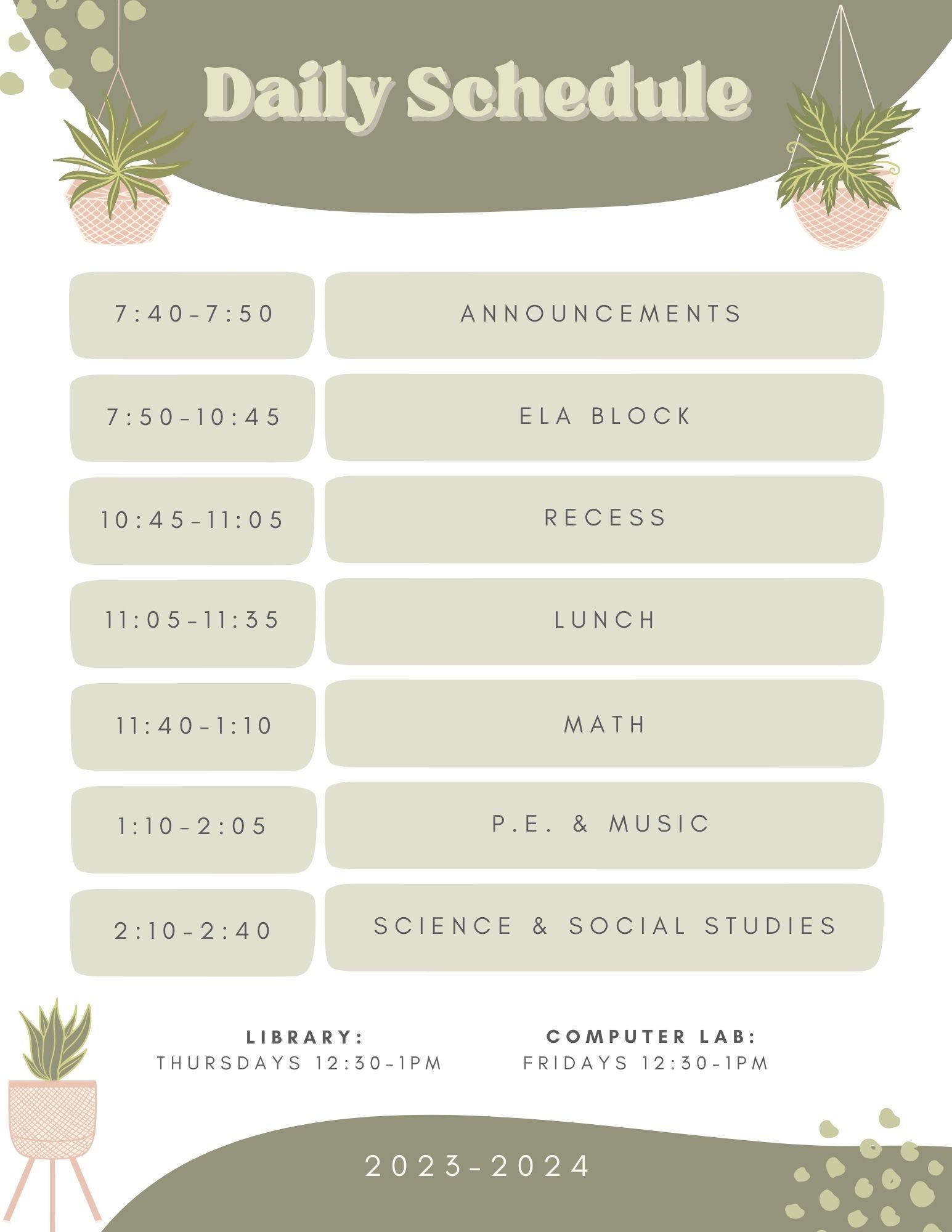Schedule Jamie Williams Deer Park Elementary