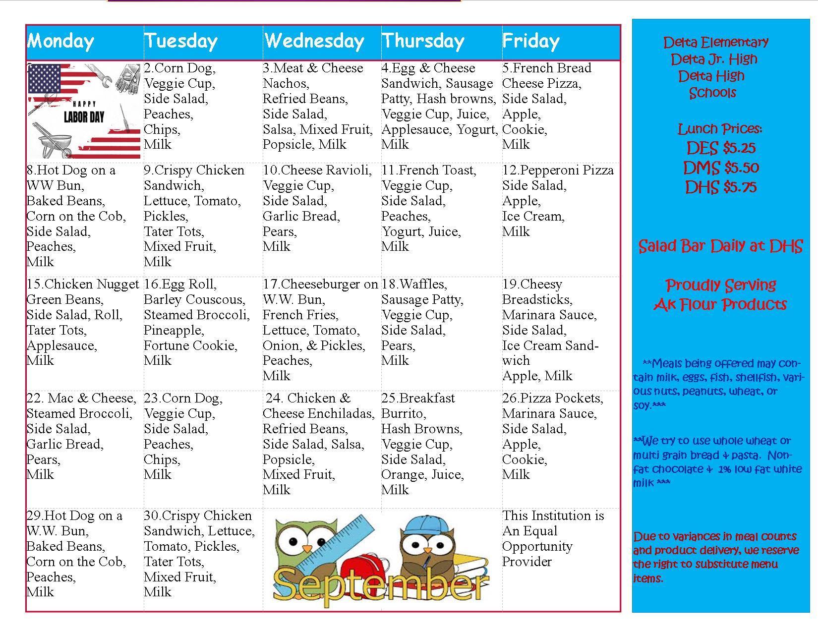 September Menu