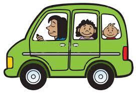 carpooling. kids in car cartoon