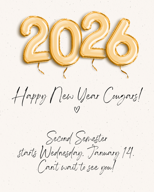 Happy New Year! Semester 2 starts January 14!