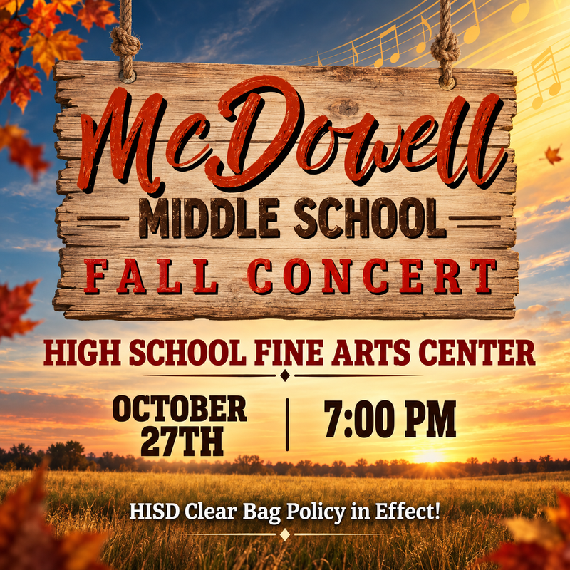 McDowell Fall Concert 10/27 at 7pm at HS Fine Arts Center