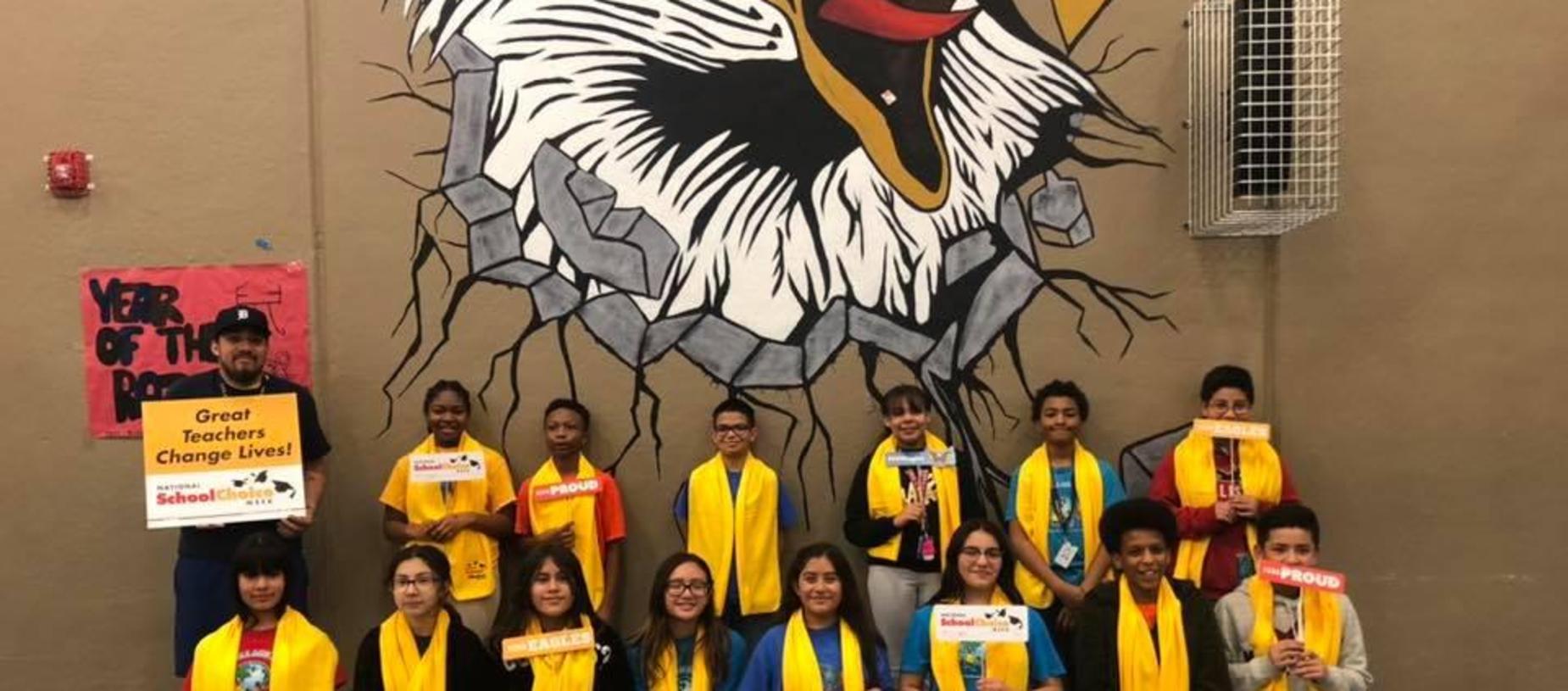 School Choice Week-Mr. Fontaine and 6th Grade Gym Class