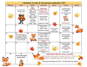 September 2025 Lincoln Elementary Calendar