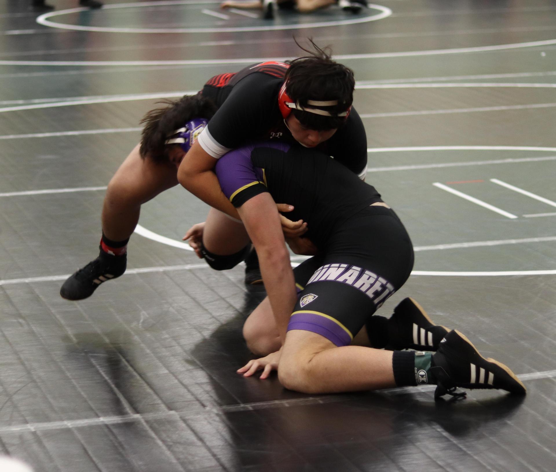 wrestlers in action at the Hawks invitational