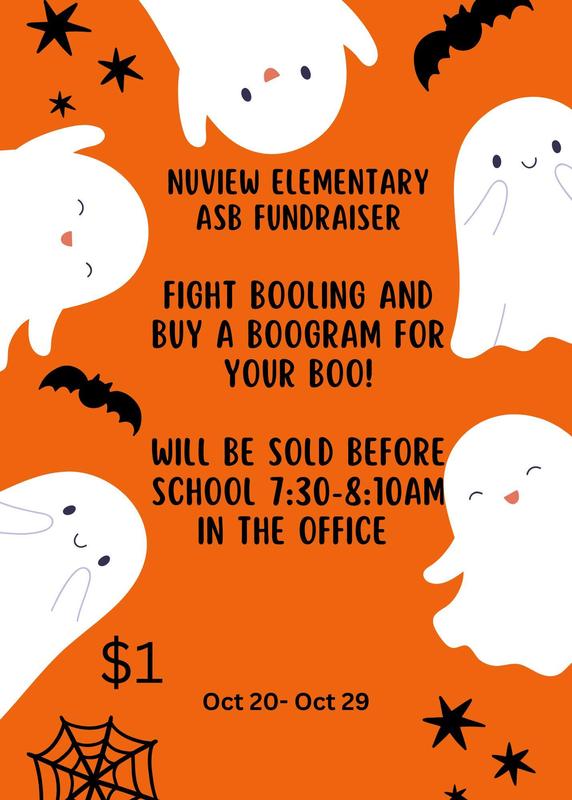 Orange flier with white ghosts around the perimeter.