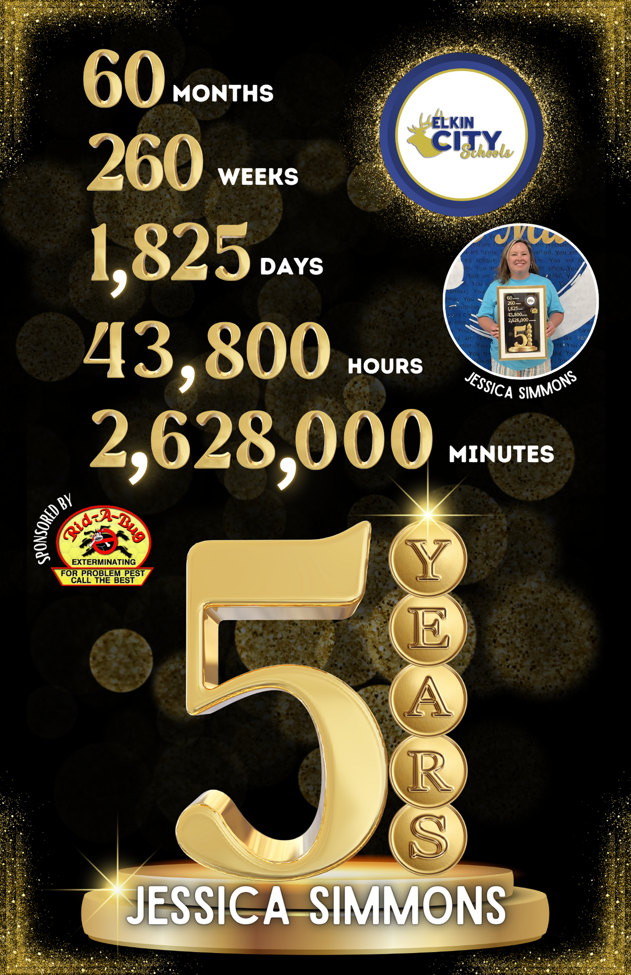 Years of service graphic - 5 years Jessica Simmons