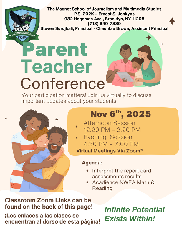 Flyer with parent teacher conference info