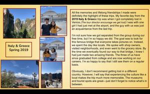 Photos and comments from a student about a previous trip.