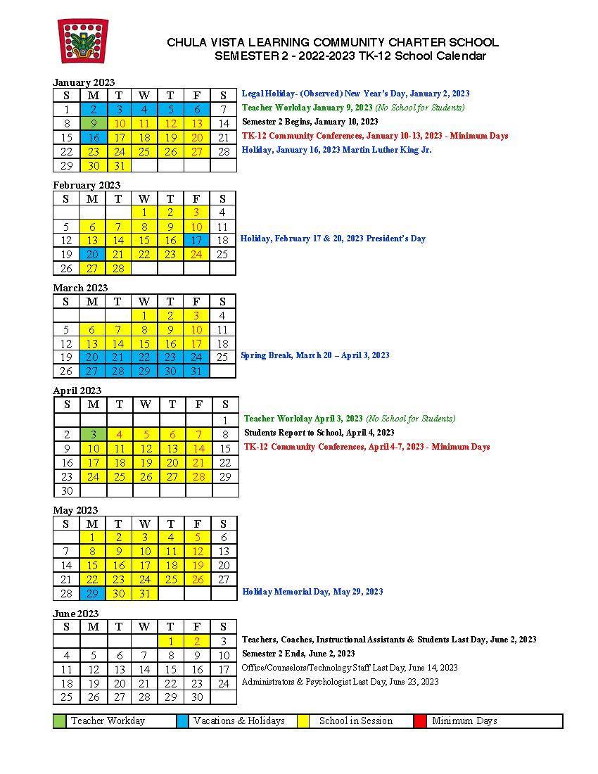 Cvesd Calendar 2022 2023 2021/2022 Calendar – Cvlcc Middle School – Chula Vista Learning Community  Charter School