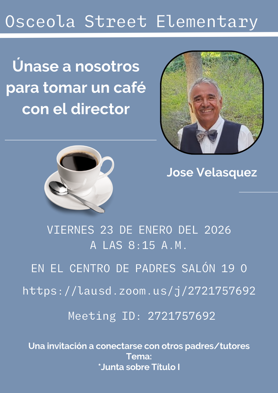 Coffee with the principal flyer Spanish