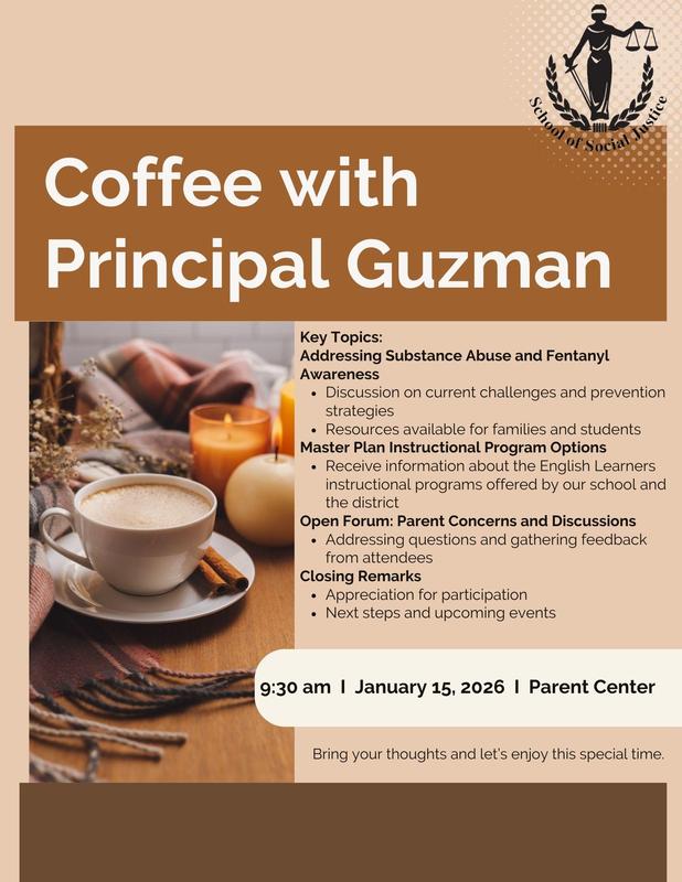 Join Us for Coffee with Principal Guzman / Acompáñenos al cafecito con la Directora Guzmán