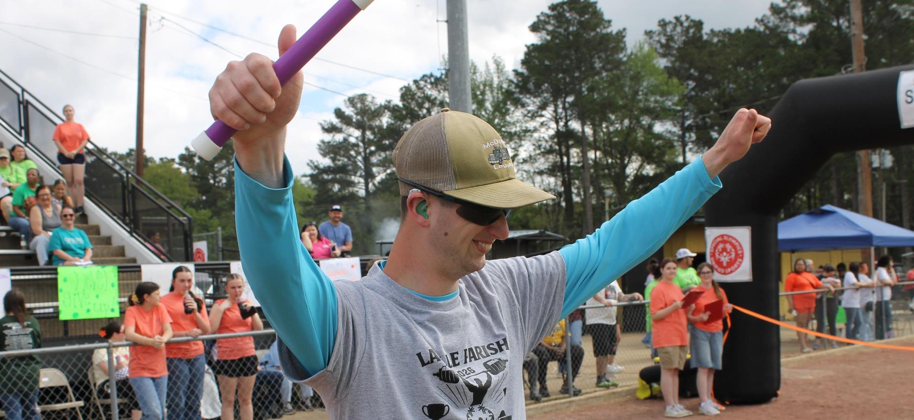 Smiling boy celebrating