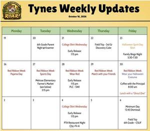 Tyne's Weekly Calendar for October