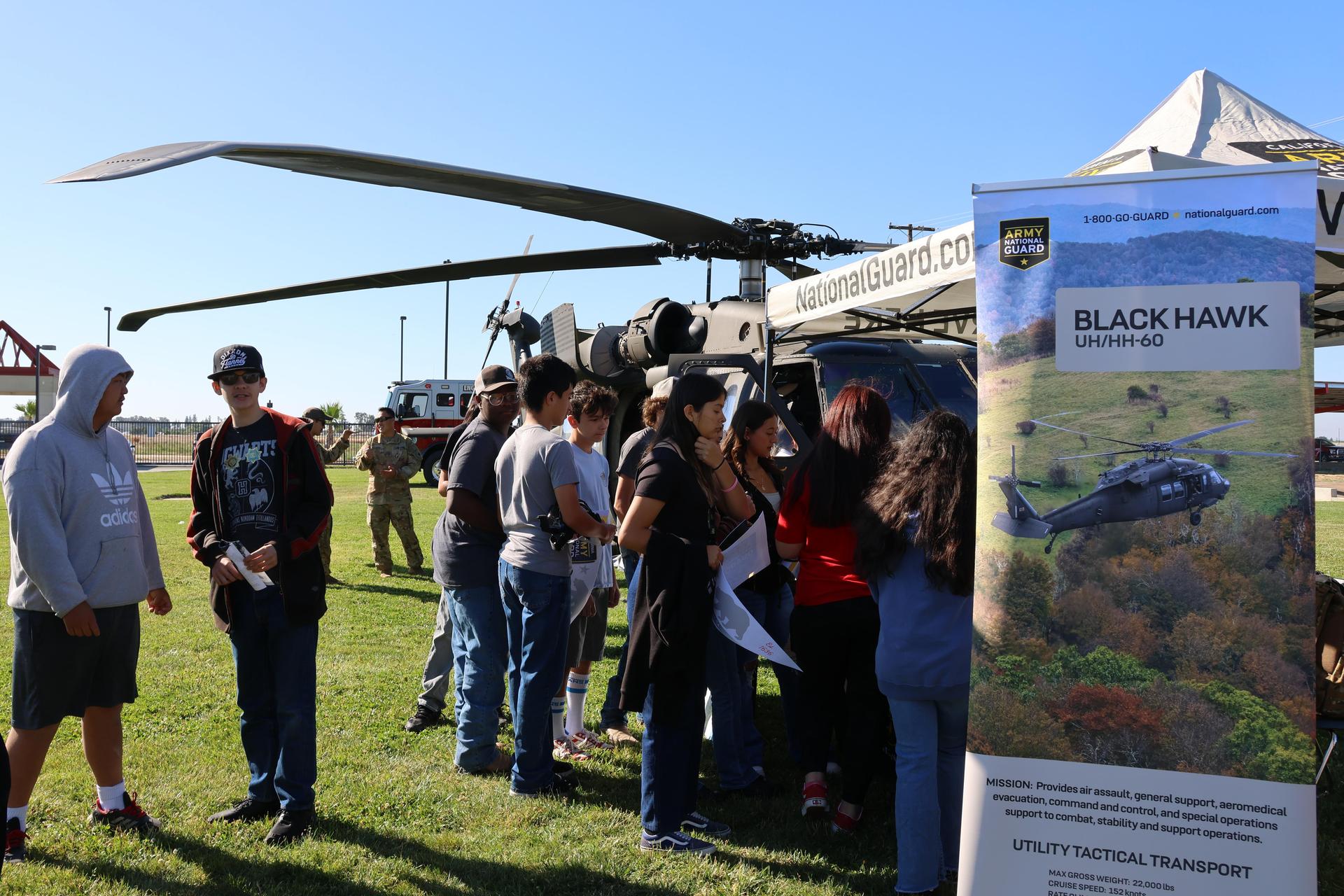 National Guard members speaking to students