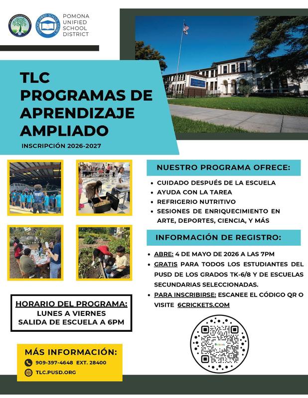 TLC enrollment flyer - Spanish text