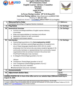 ELAC Elections Agenda