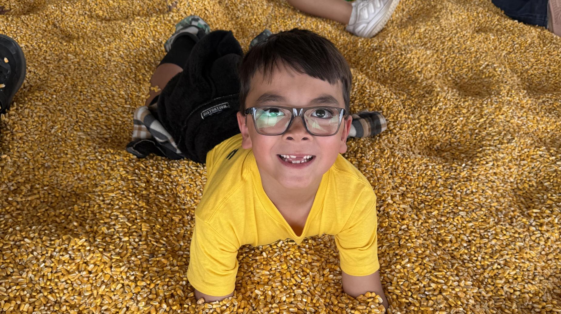 Seminole Primary student playing in the Corn Pit