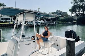 Mrs. Koppenhaver setting sail with a great book!