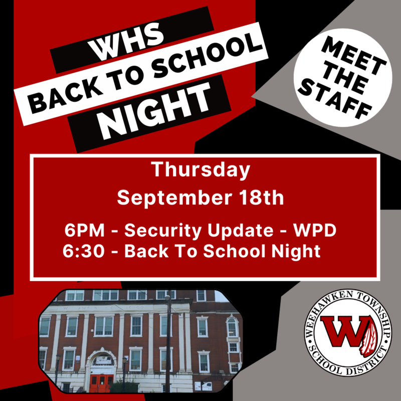 WHS Back to School Night - Thursday, 9/18