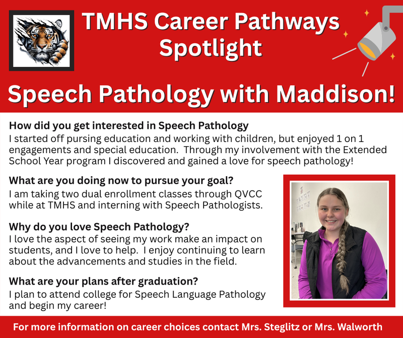 TMHS Career Pathway Spotlight - Speech Pathology with Maddison!
