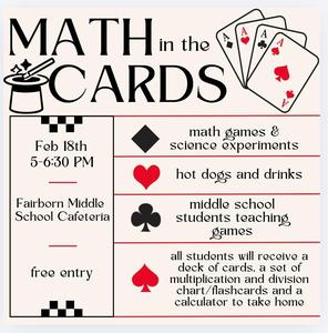Math in the Cards Night February 18th 5:00-6:30 p.m.