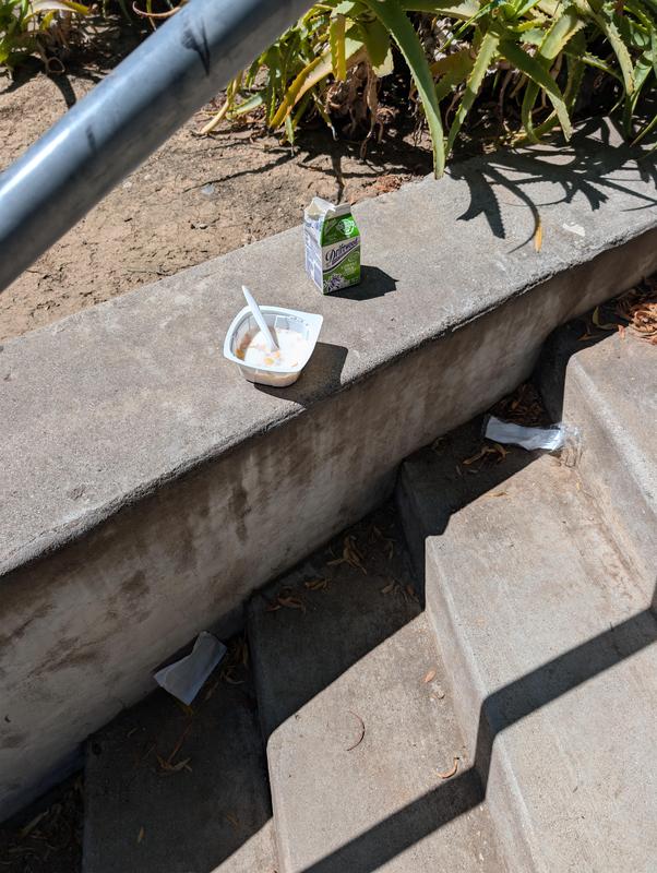 Trash left on stairs