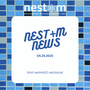 mage of mosaic tiles surrounding a white square with the words NEST+m News in the middle.