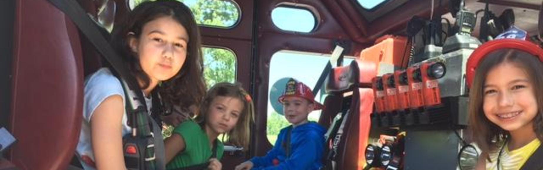 Students in firetruck picture