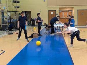 playing bowling at the carnival