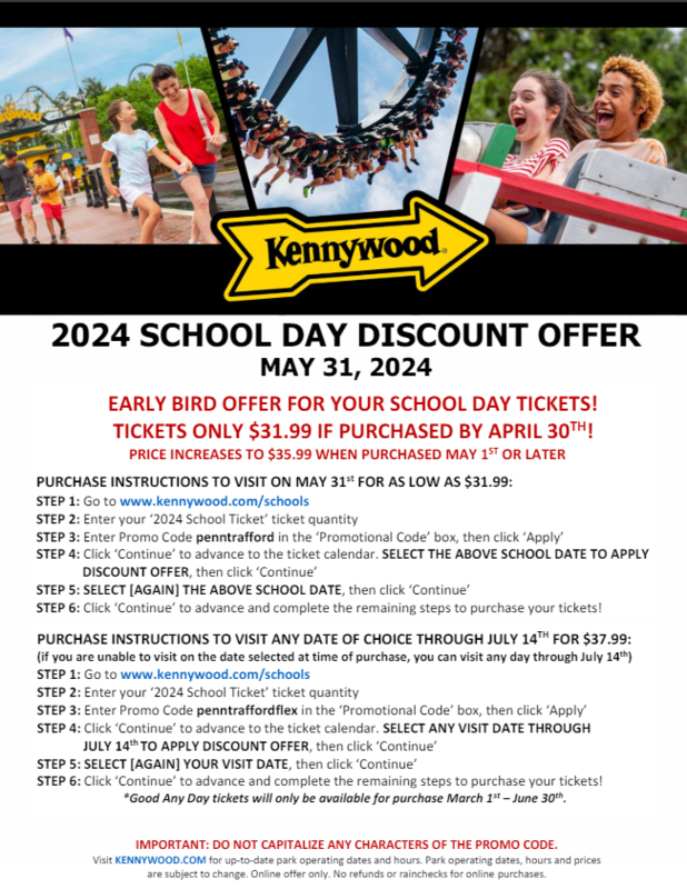 Kennywood Ticket Sale Information Penn Middle School