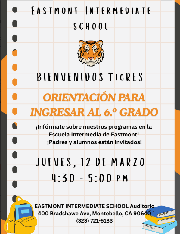 Eastmont Incoming 6 GRADE  ORIENTATION