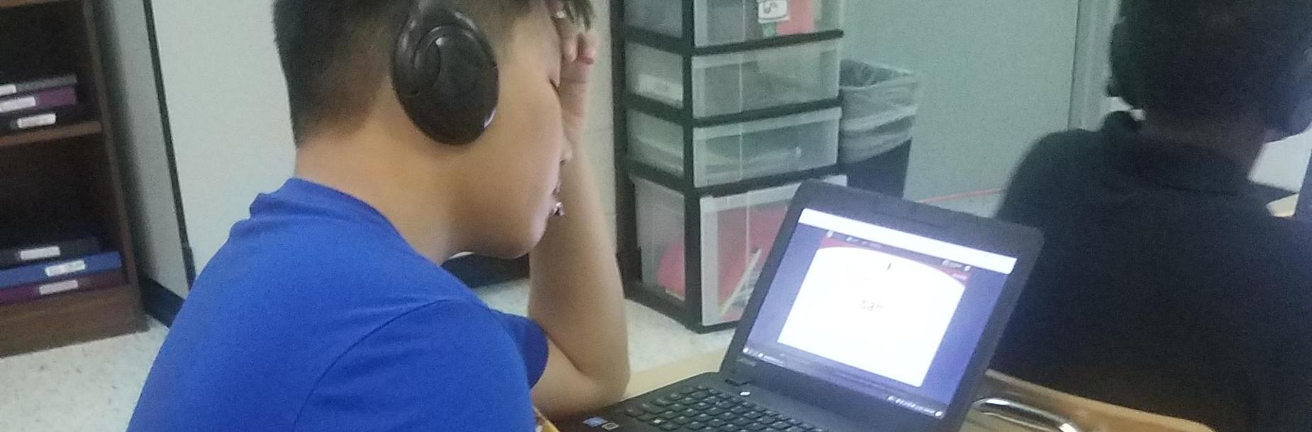 Students working on computers